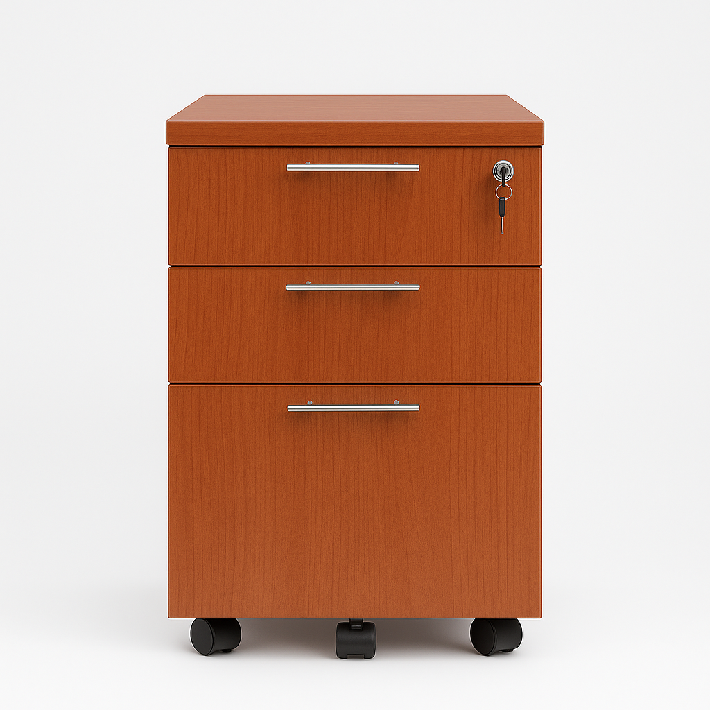 Mobile 2+1 Drawers Pedestal - Cherry