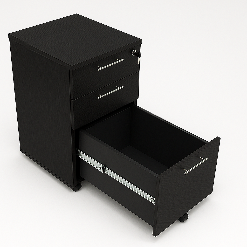 Mobile 2+1 Drawers Pedestal - Wenge