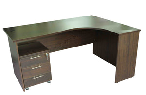 Ergonomic Table With Mobile Pedestal - Walnut
