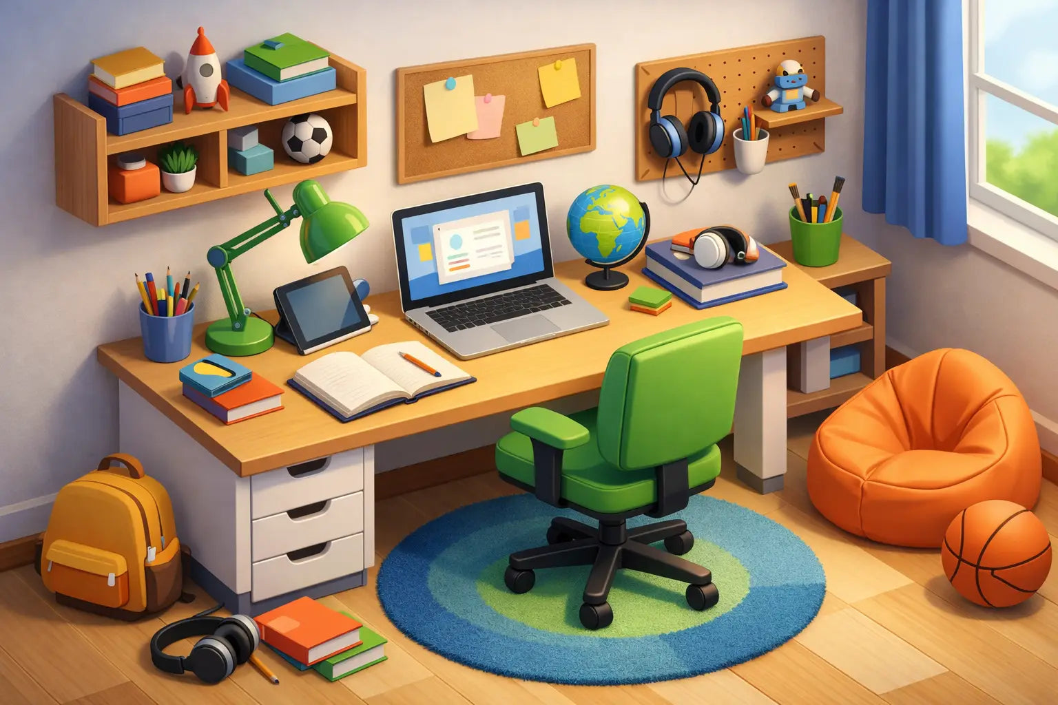 Kids Study Setup Example for Focused Homework