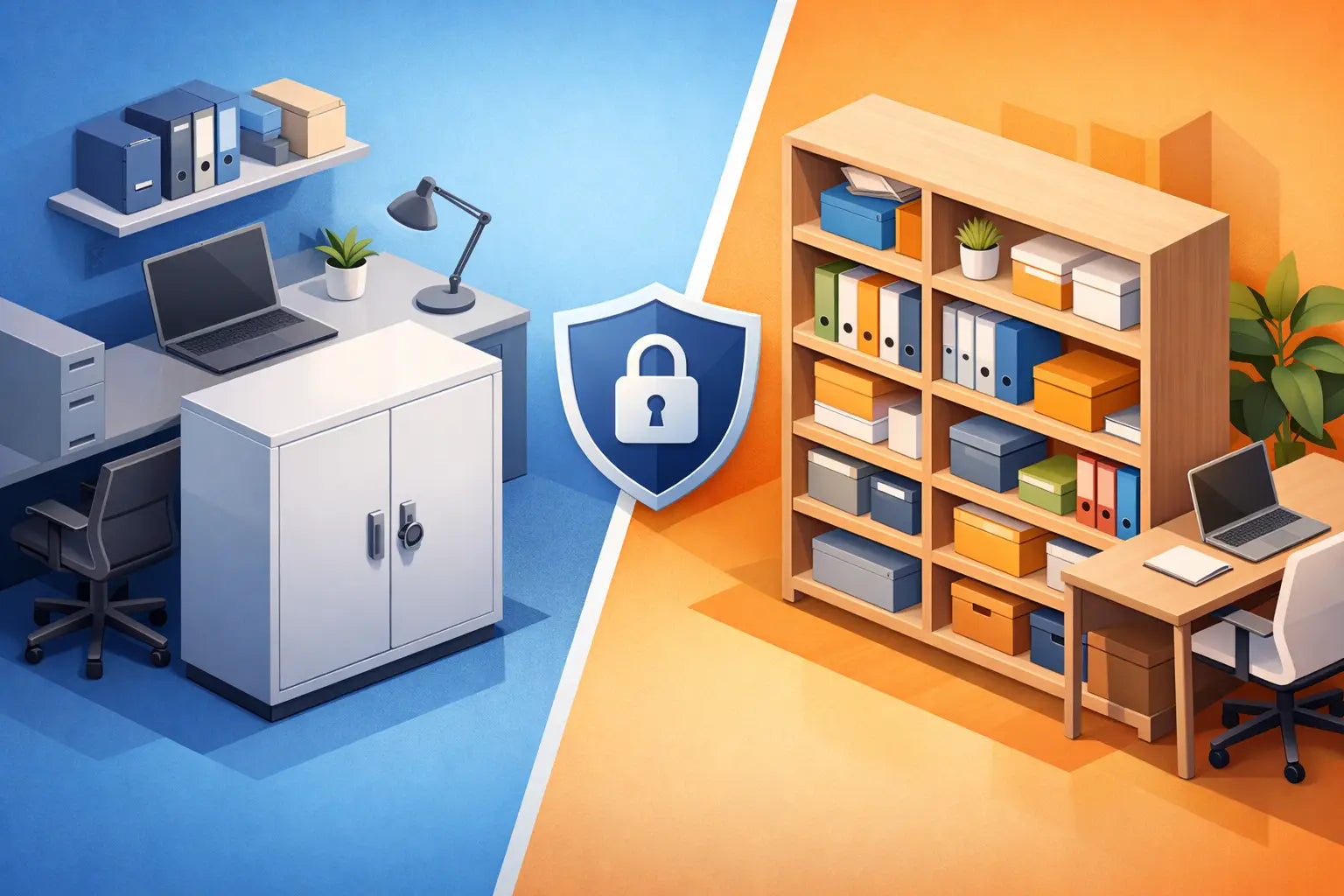 Locking Cabinet Versus Open Shelving for Offices