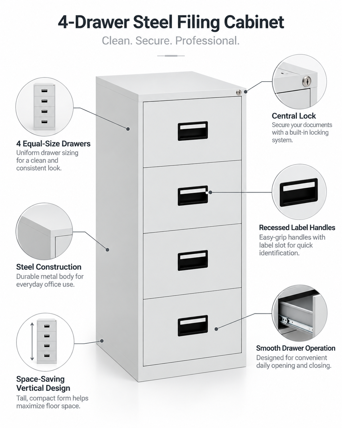 4 Drawers Steel Filling Cabinet