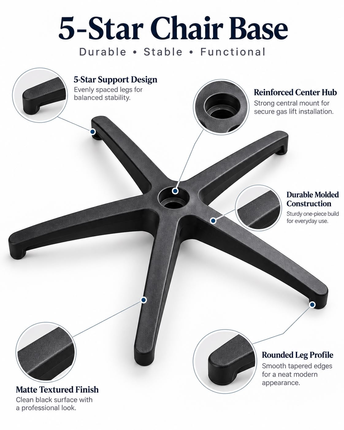 Reinforced Nylon Office Chair Base