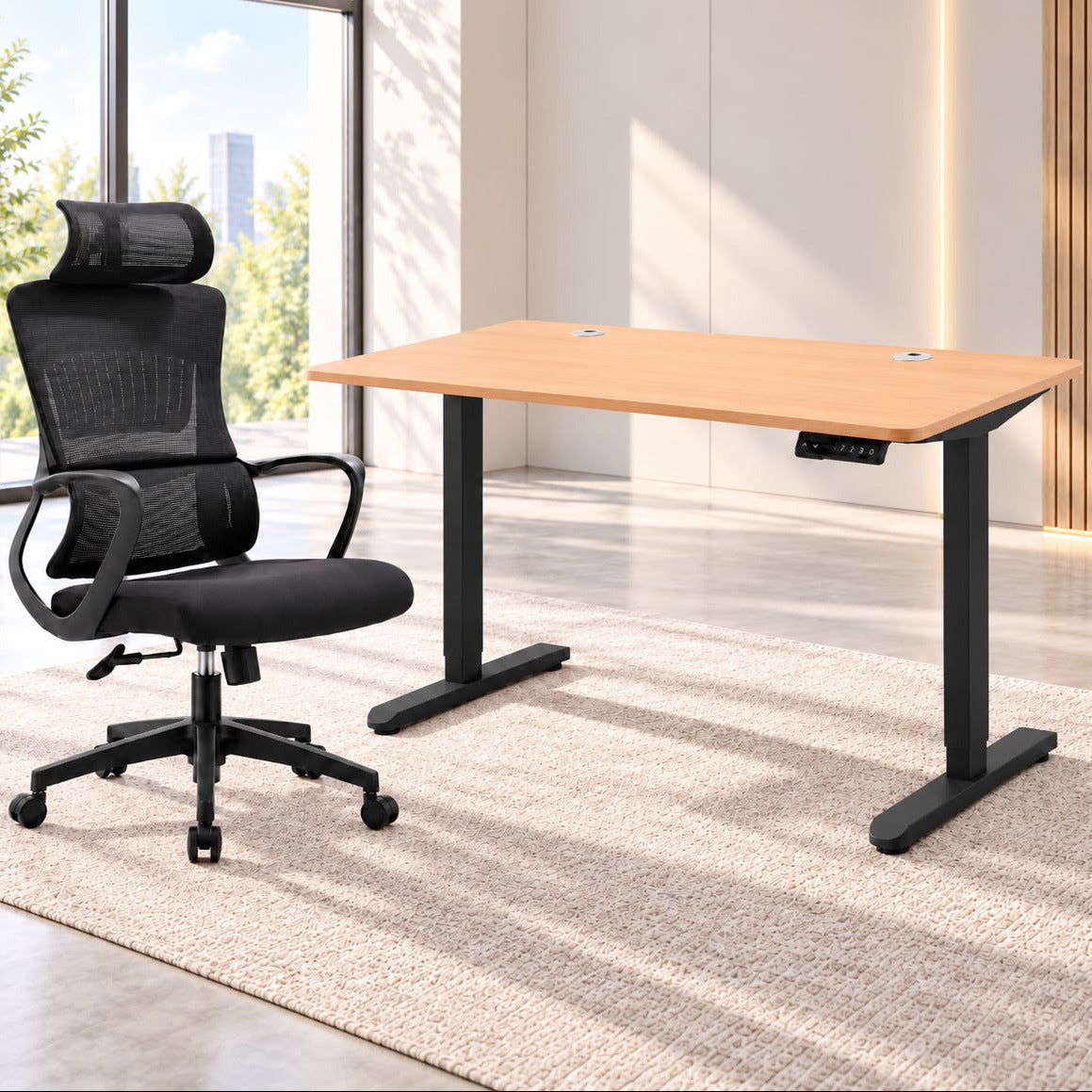 Natural Beech Top + Black Legs