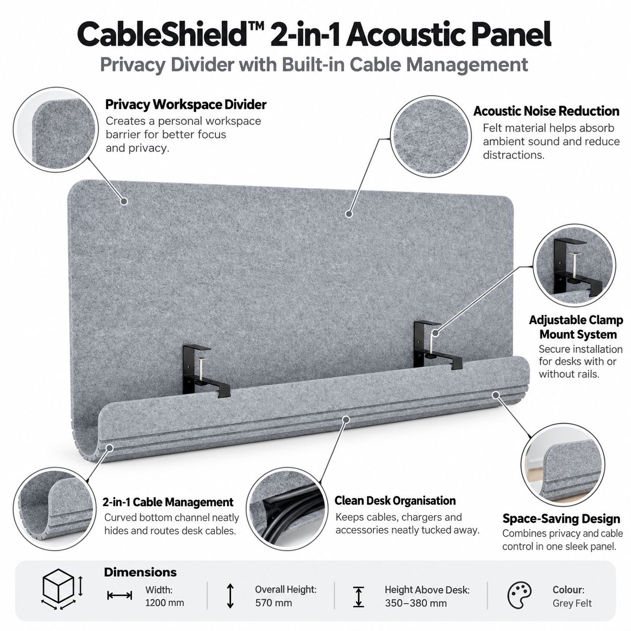 CableShield™ 2-in-1 Acoustic Panel