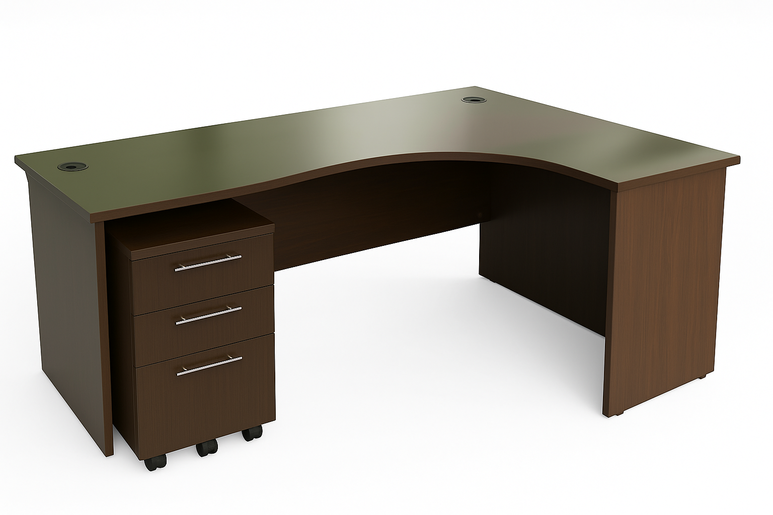 Ergonomic Table With Mobile Pedestal - Walnut