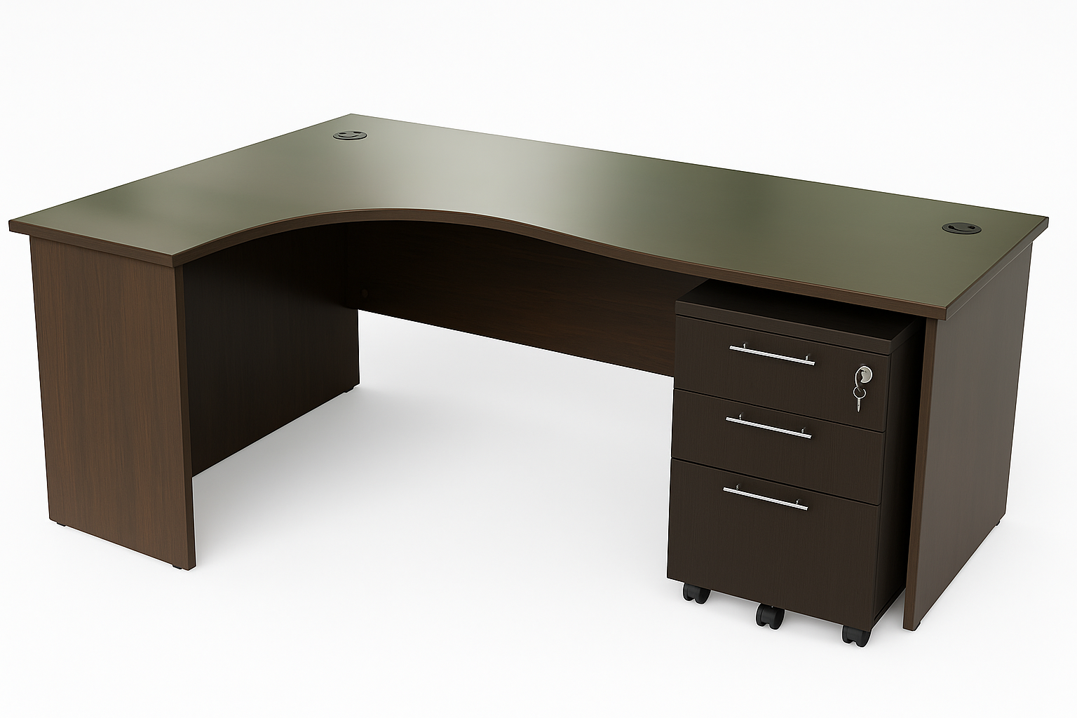 Ergonomic Table With Mobile Pedestal - Walnut