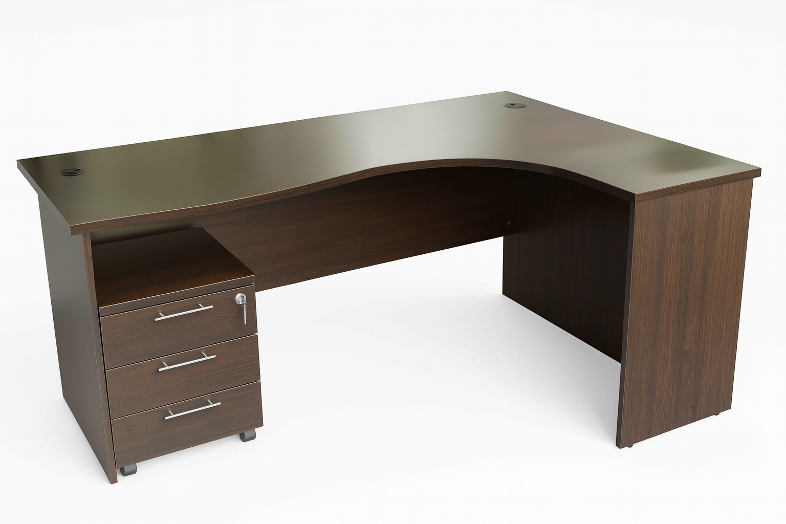 Ergonomic Table With Mobile Pedestal - Walnut