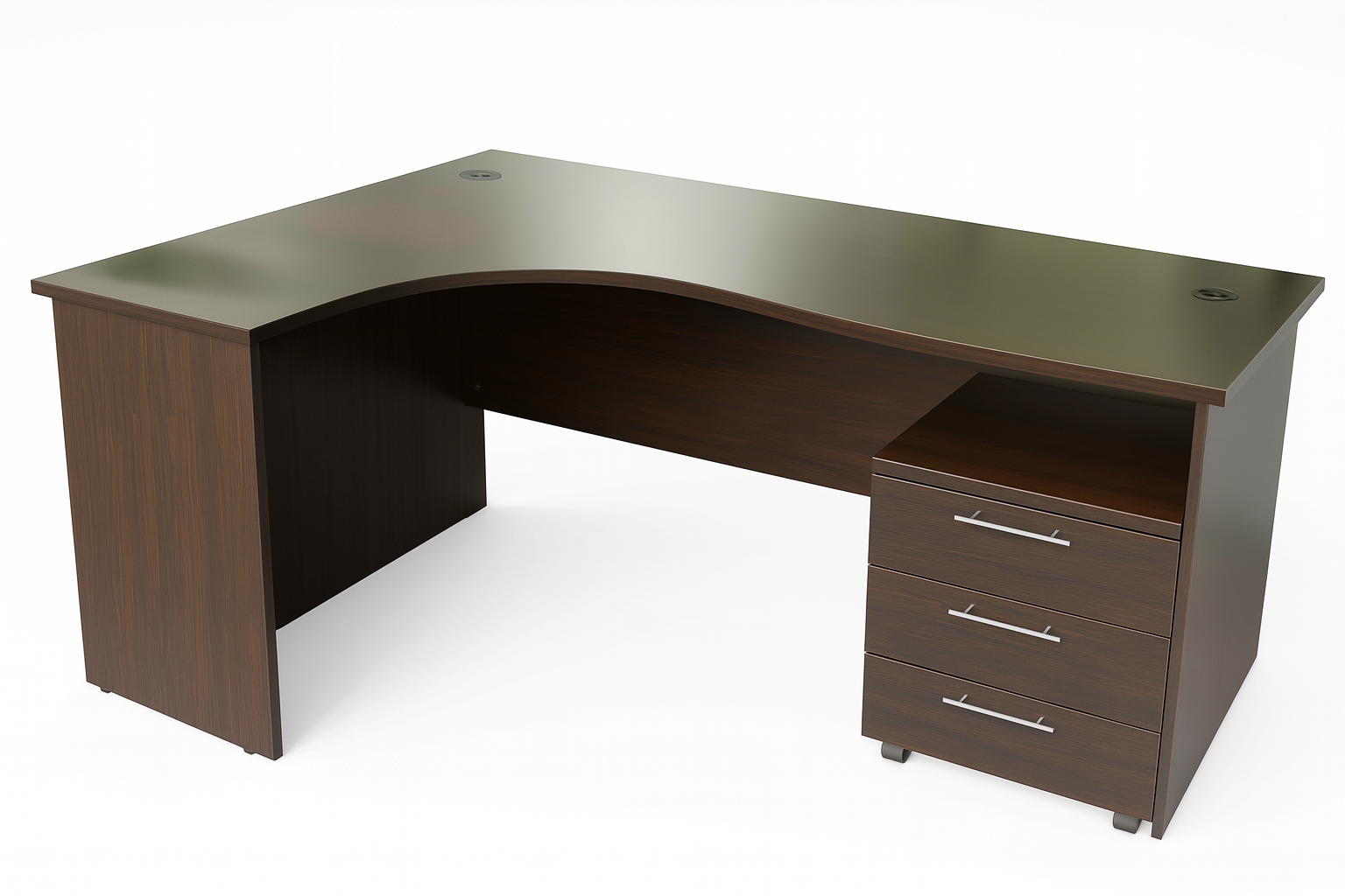 Ergonomic Table With Mobile Pedestal - Walnut