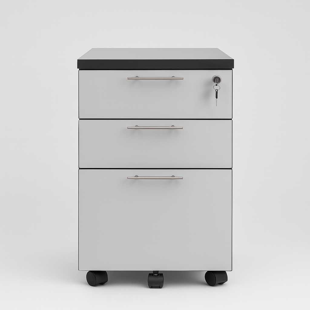Mobile 2+1 Drawers Pedestal - Grey