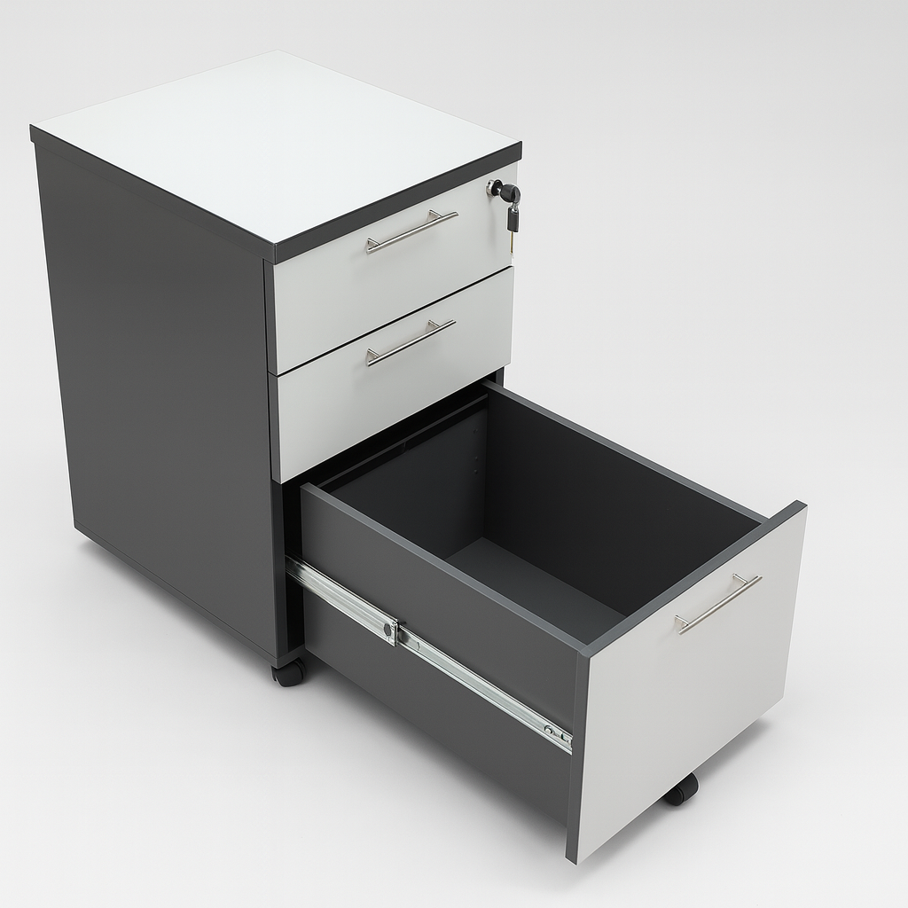 Mobile 2+1 Drawers Pedestal - Grey