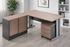 L-Shape Table With Side Cabinet & Mobile Pedestal - Metal Legs