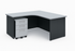L-Shape Ergonomic Table with Mobile Pedestal – 2 Tone Grey