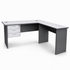 L-Shape Table with 3 Fixed Drawers – 2 Tone Grey