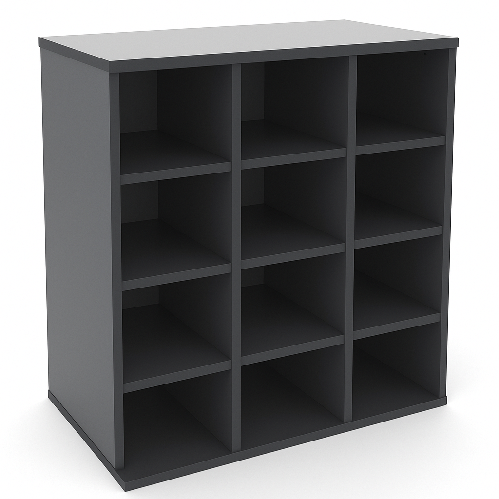 Low Pigeon Hole Wooden Cabinet – 2 Tone Grey