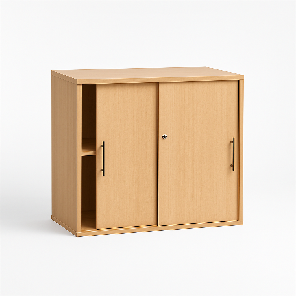 Low Sliding Door Wooden Cabinet – Beech