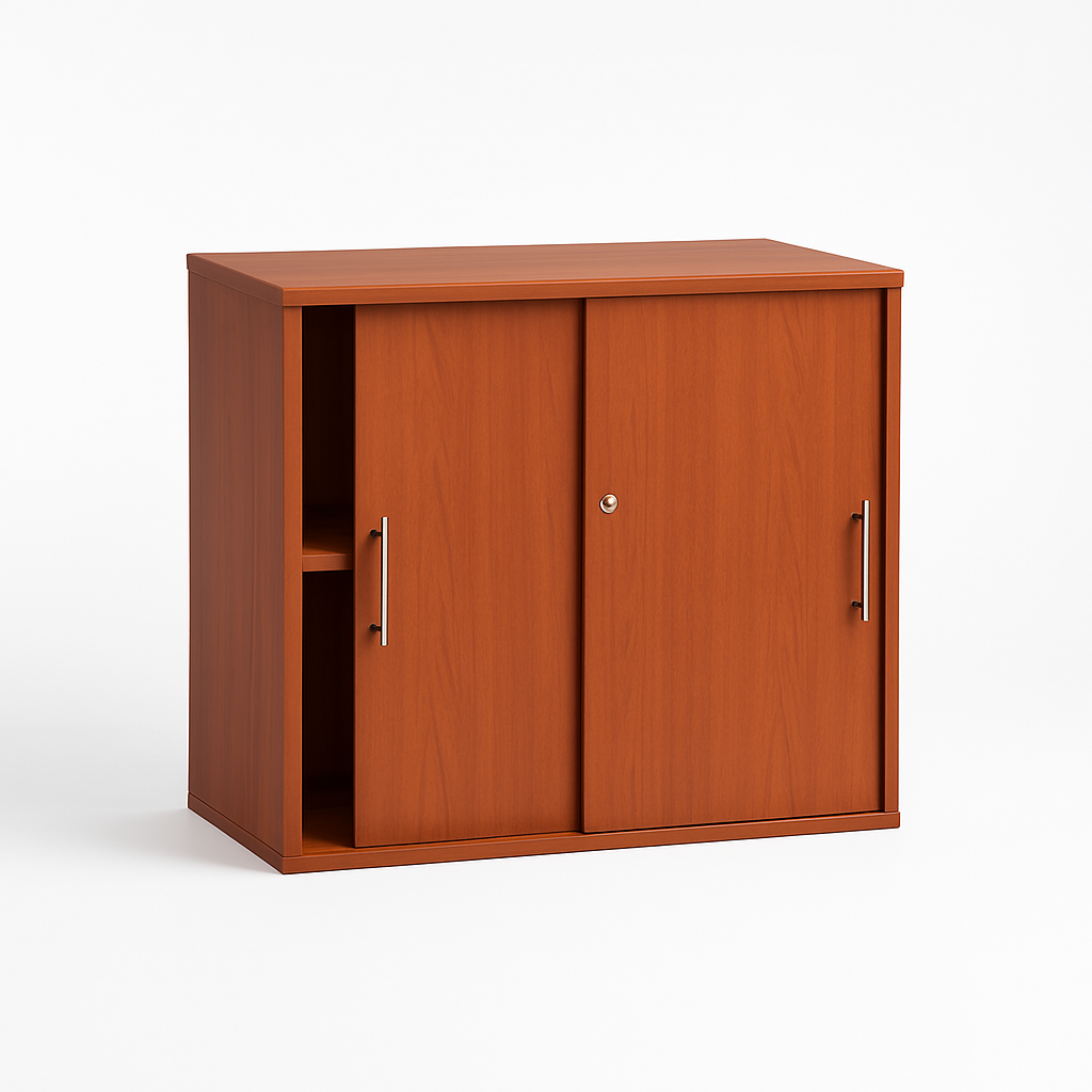 Low Sliding Door Wooden Cabinet – Cherry