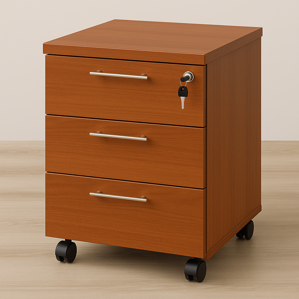 Mobile 3 Drawers Pedestal - Cherry