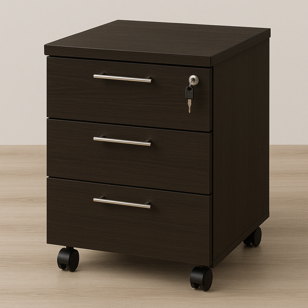 Mobile 3 Drawers Pedestal - Walnut