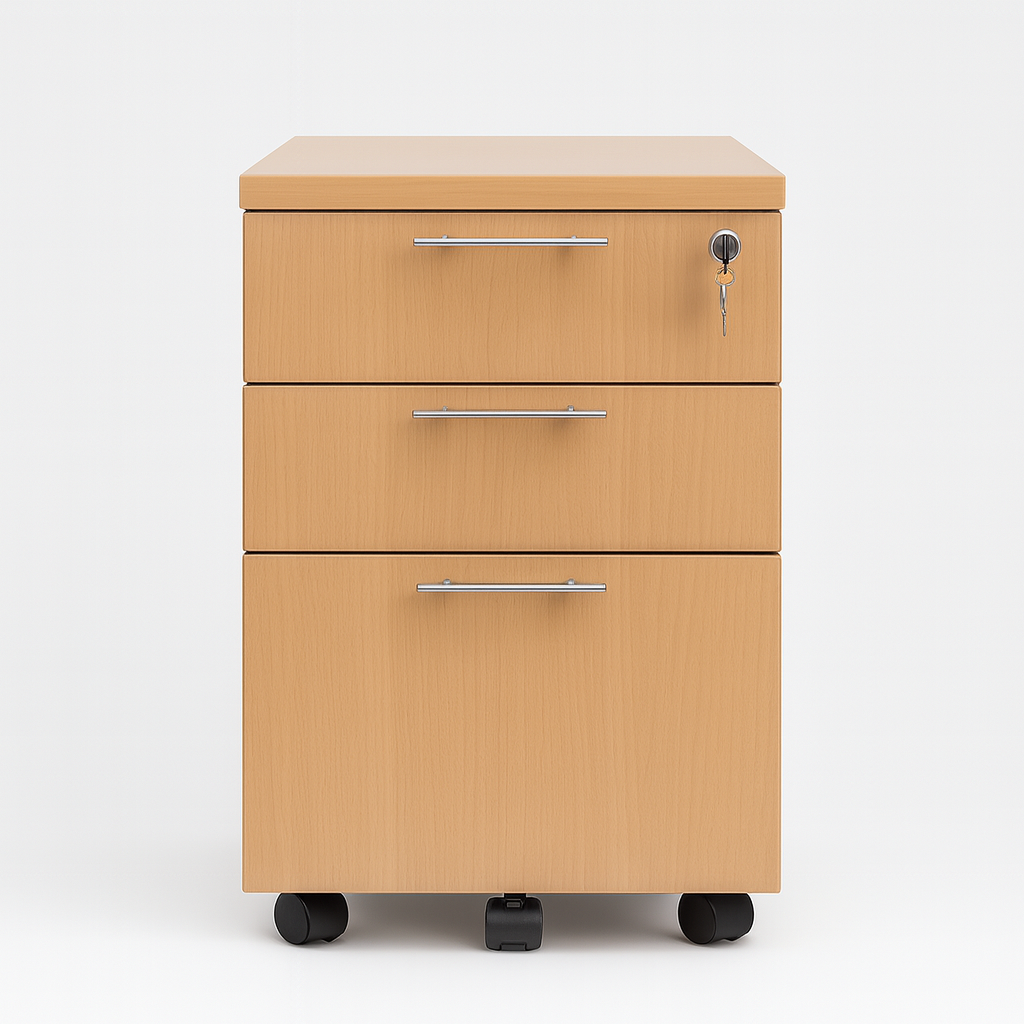 Mobile 2+1 Drawers Pedestal - Beech