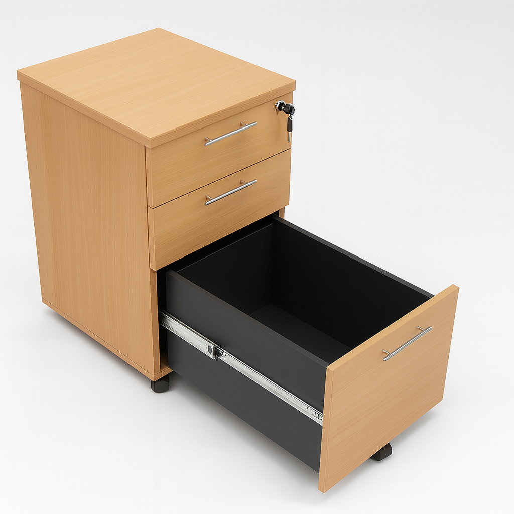 Mobile 2+1 Drawers Pedestal - Beech