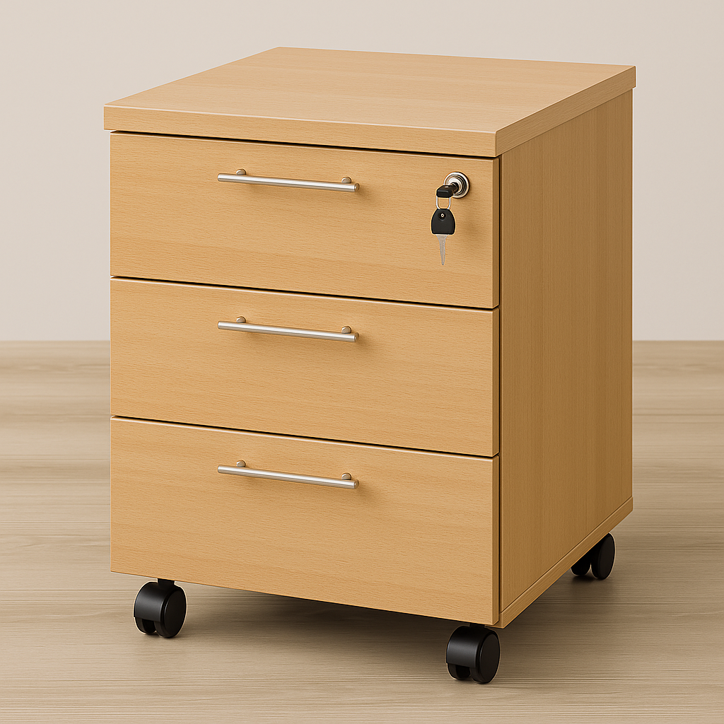 Mobile 3 Drawers Pedestal - Beech