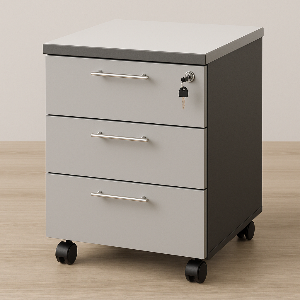 Mobile 3 Drawers Pedestal - Grey