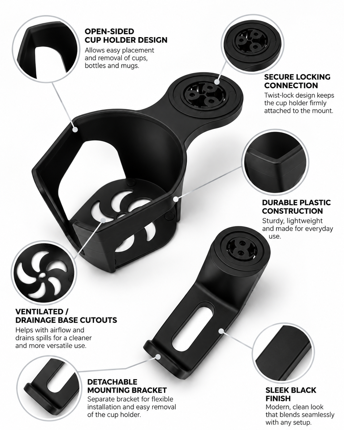 Retractable Cup & Headphone Holder