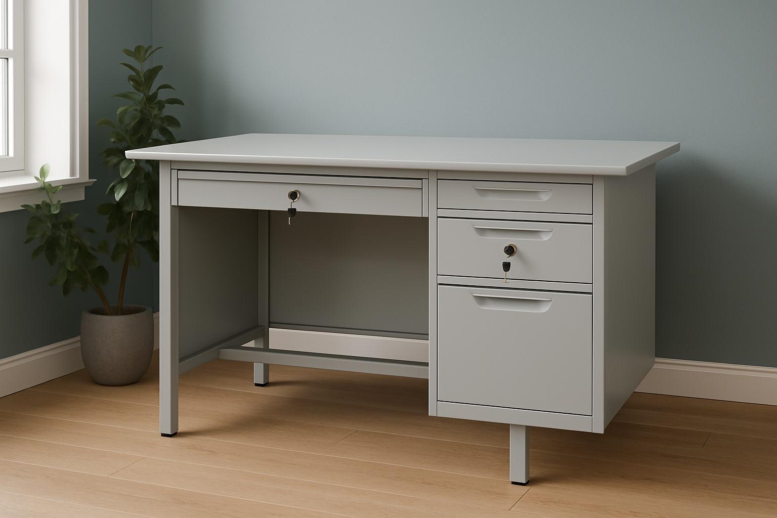 Single Pedestal Metal Desk