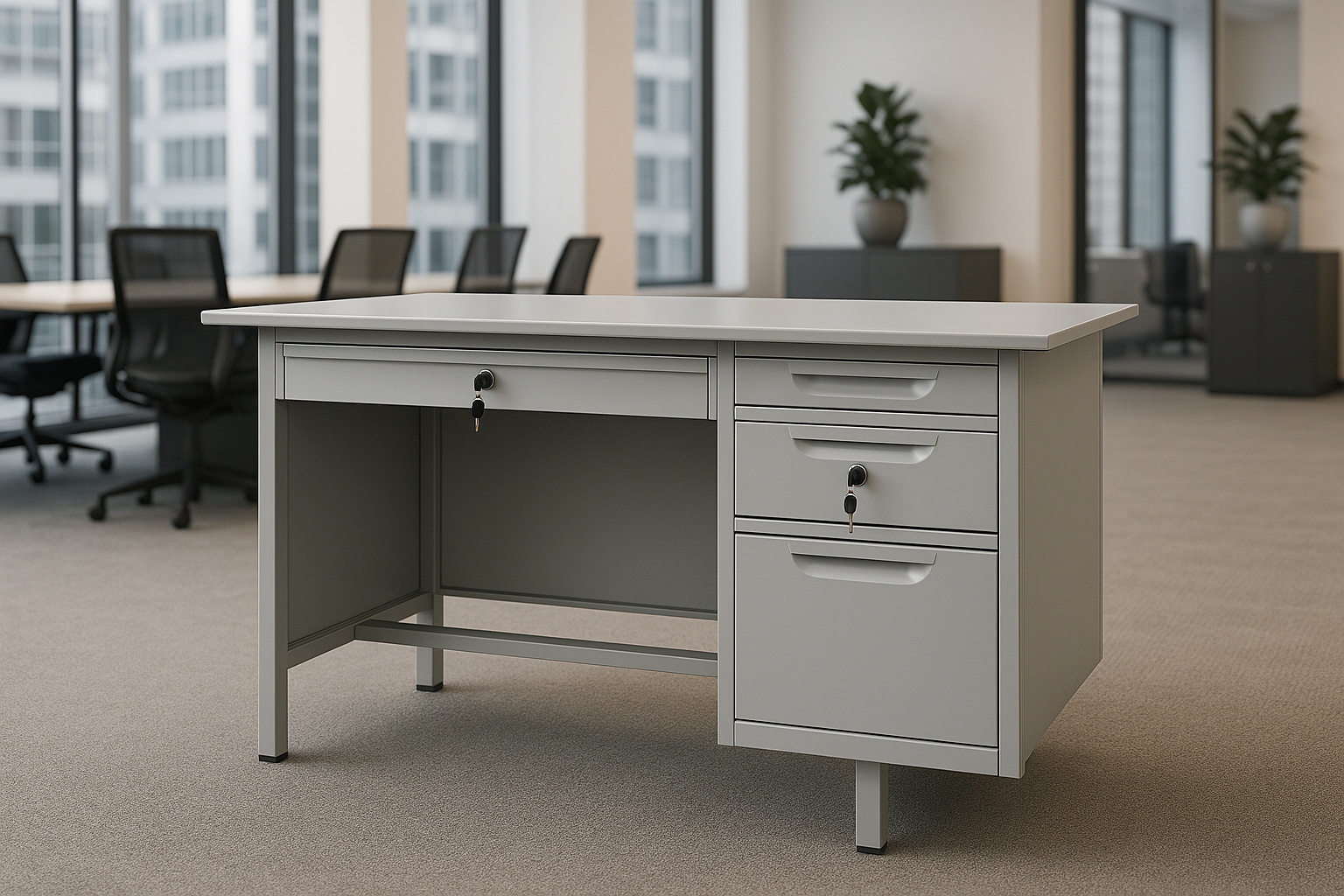 Single Pedestal Metal Desk