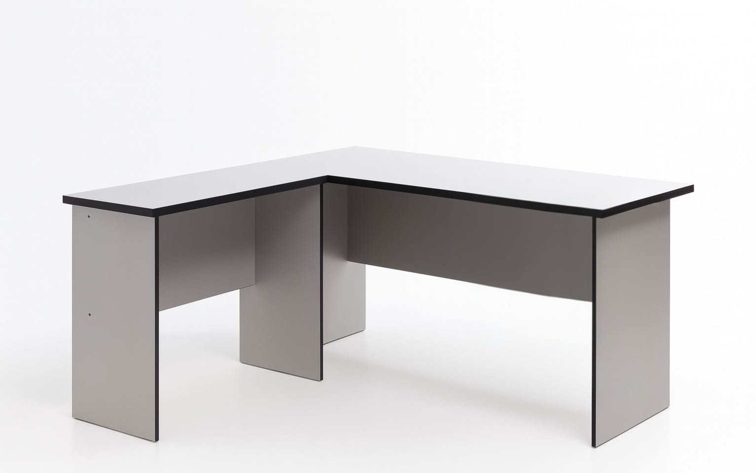 L-Shape Table with 3 Fixed Drawers – 2 Tone Grey