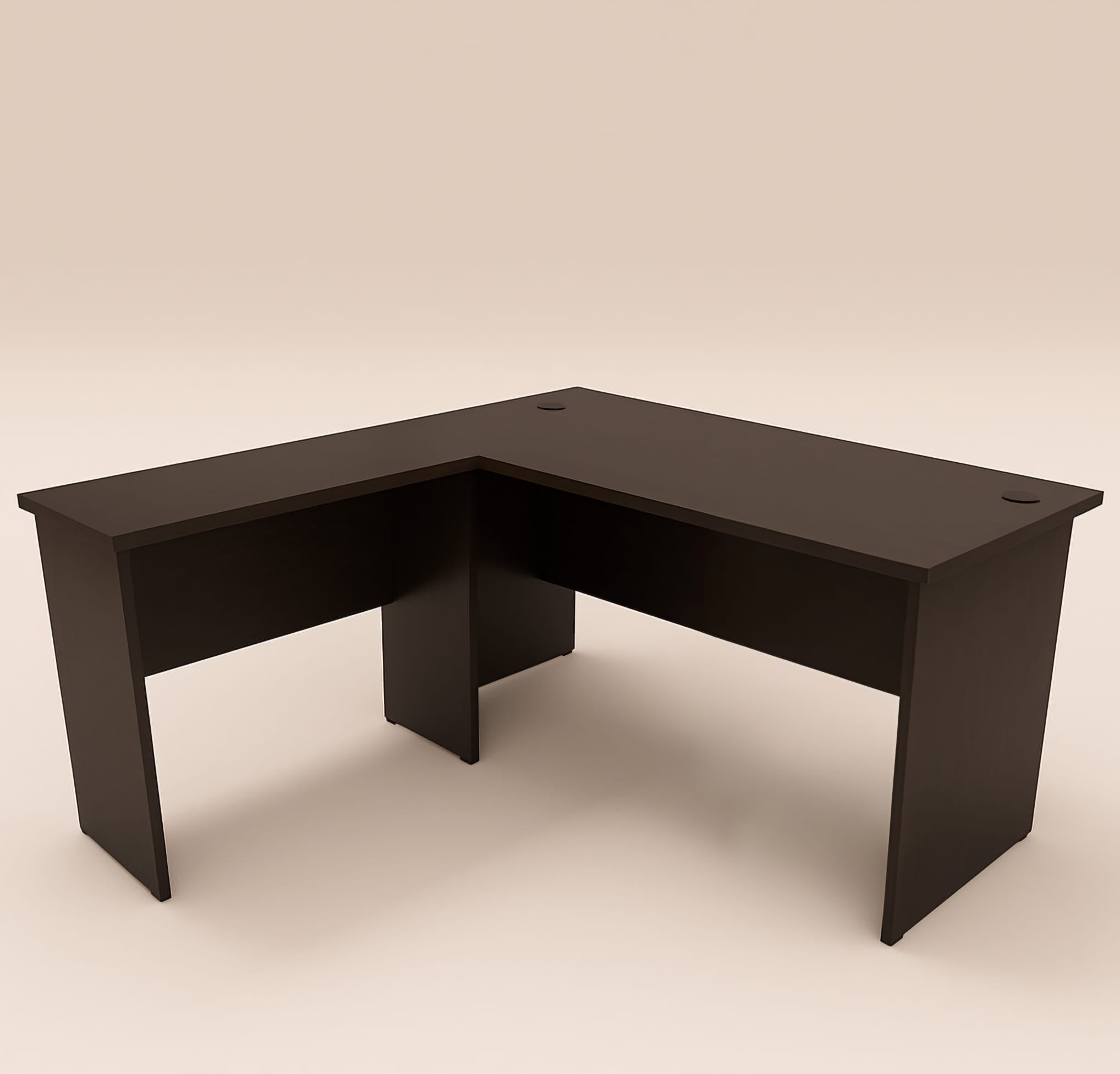 L-Shape Table with 3 Fixed Drawers – Walnut