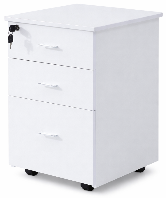 Mobile 2 + 1 Pedestal Drawers - White