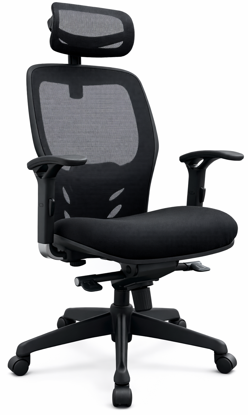 Mesh Chair with Headrest & Adjustable Armrests - YOE V46