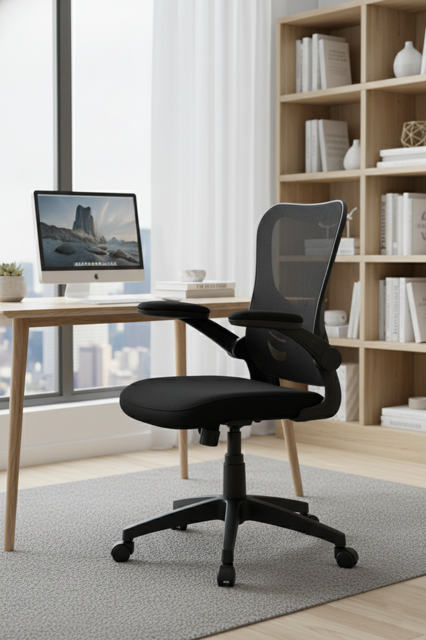 YOE 58A - Flip-Up Armrest Mid Back Mesh Chair