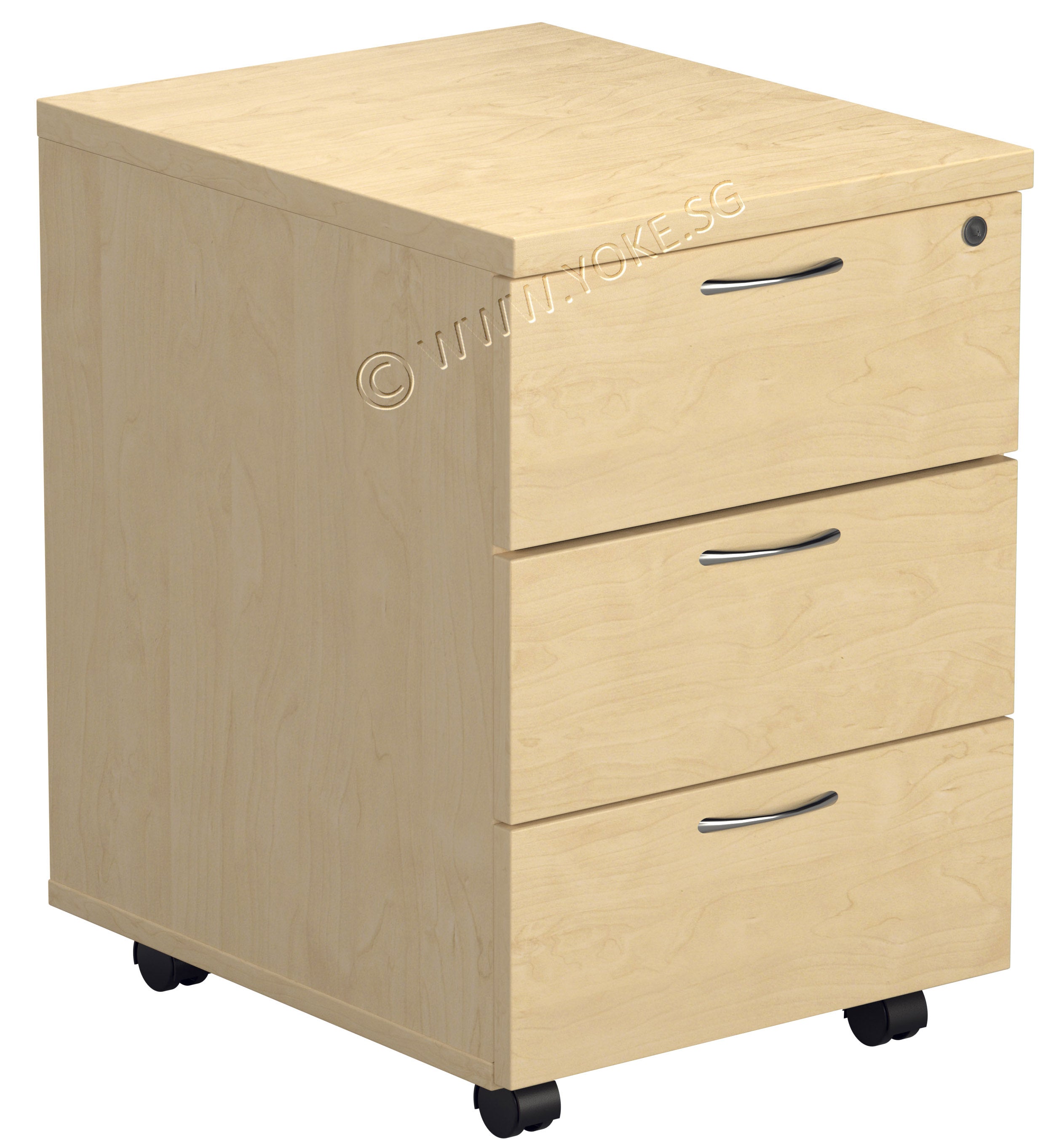 Mobile 3 Drawers Pedestal - Beech